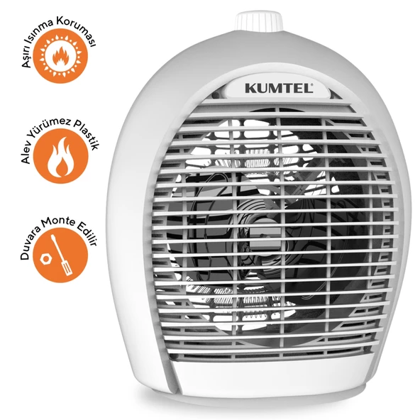 KUMTEL Fanlı Isıtıcı 2000 W LX-6331 Gri - 2