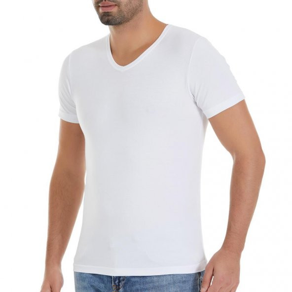 Yıldız Erkek Modal V Yaka T-Şhirt Fanila Beyaz 150