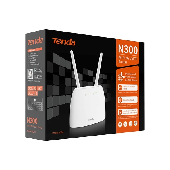 TENDA 4G06 N300 Wi-Fi 4G VoLTE Router ürün görseli