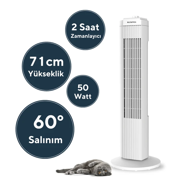Kumtel KTF-258W Kule Tipi Vantilatör Beyaz - 2