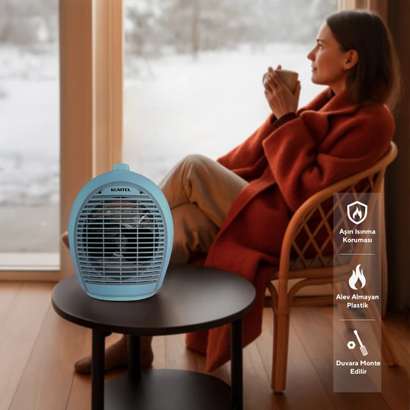 KUMTEL Mavi Fanlı Isıtıcı 2000 W LX-6331 - 5