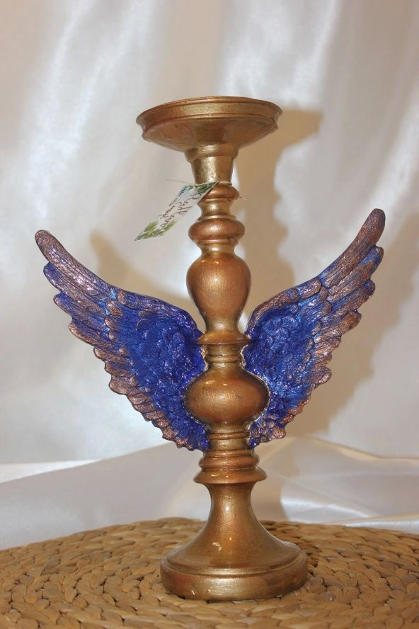 Mumluk Şamdan Melek Kanatlı Elİşi Hand Made 2 li Yılbaşı Noel Yeni Yıl - 5