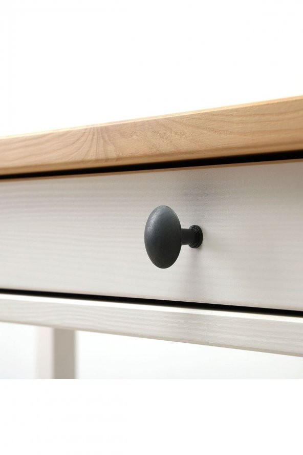 Çalışma Masası, Beyaz Açık Kahverengi HEMNES 120x47 2 Çekmeceli Masif Ahşap - 5