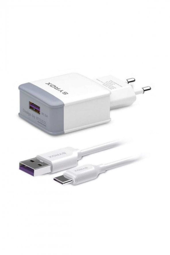 Syrox Hızlı Sarj Cihazı Seti Type-c Hızlı Ev Şarj Aleti 3.0a (Q32 BEYAZ) - 2