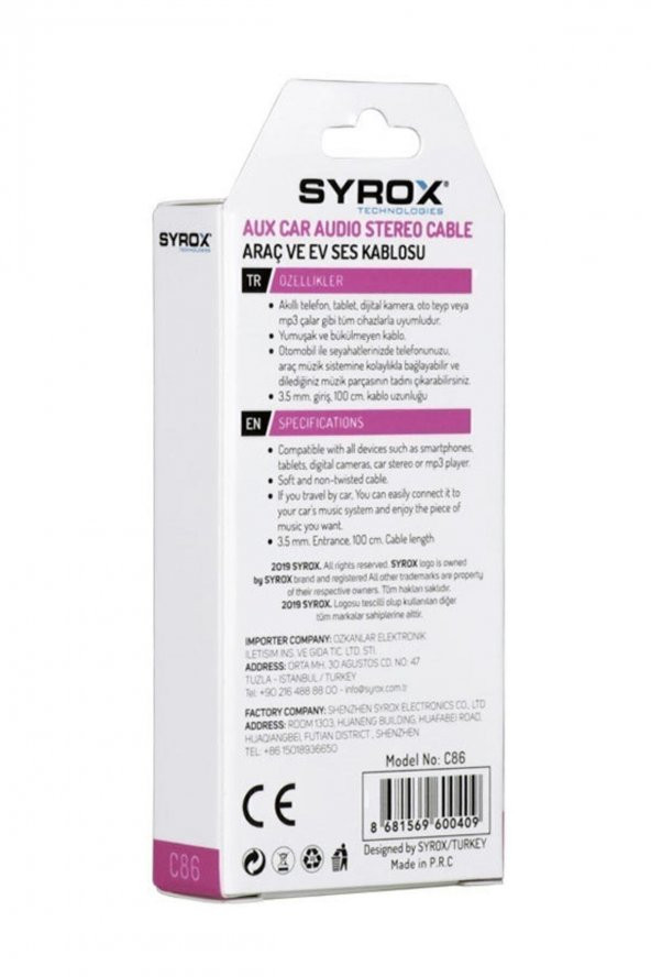 Syrox Mini Kutulu Aux Kablo C86 - 3