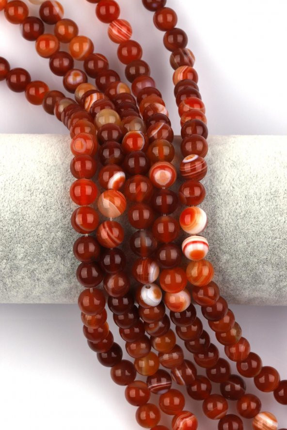 Akik Doğal Taş Dizi 8 mm Küre Kesim