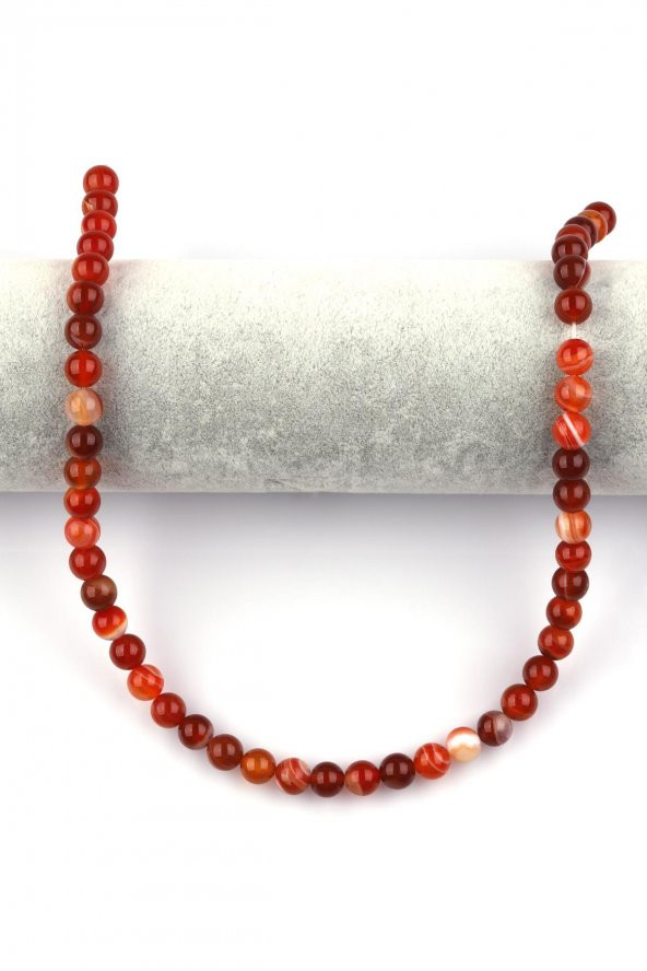 Akik Doğal Taş Dizi 8 mm Küre Kesim - Resim 2