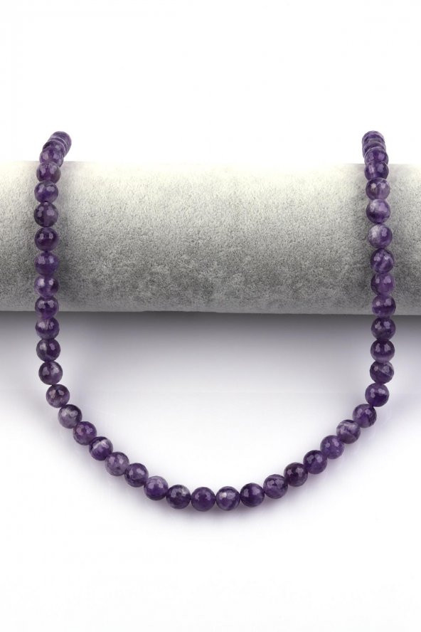 Ametist Doğal Taş Dizi 8 mm Fasetli Küre Kesim - Resim 2