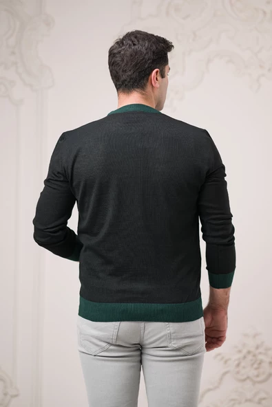 Nehir By Faruk Ülker Regular Fit Sıfır Yaka Kareli Yünlü Erkek Kazak - 11