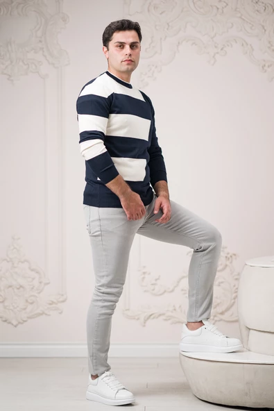 Nehir By Faruk Ülker Regular Fit Sıfır Yaka Desenli Yünlü Erkek Kazak - 8