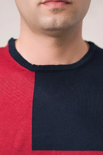 Dorss Slimfit Sıfır TasarımYaka Desenli Pamuklu Erkek Spor Kazak - 6