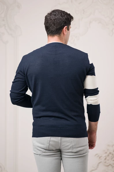 Nehir By Faruk Ülker Regular Fit Sıfır Yaka Desenli Yünlü Erkek Kazak - 11