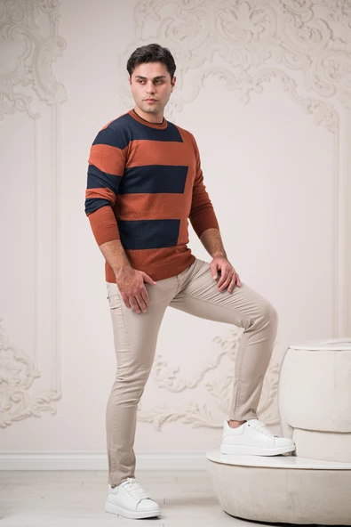 Nehir By Faruk Ülker Regular Fit Sıfır Yaka Desenli Yünlü Erkek Kazak - 2