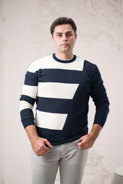 Nehir By Faruk Ülker Regular Fit Sıfır Yaka Desenli Yünlü Erkek Kazak - 10