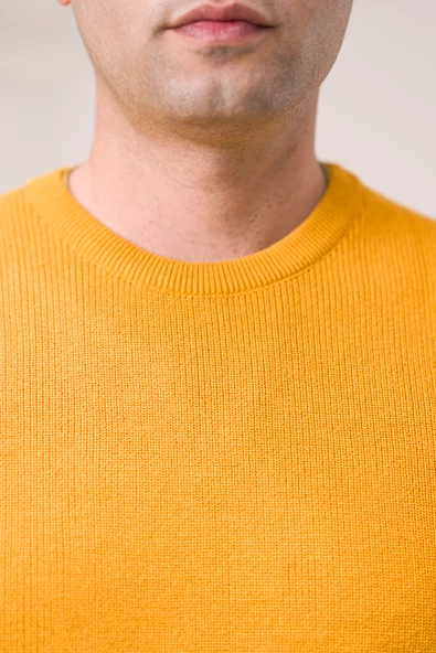 San&fa Rahat Kesim Sıfır Yaka Kendinden Çizgili Pamuklu Erkek Kazak - 7