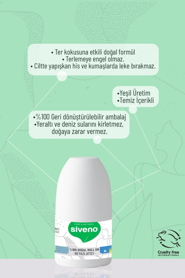 Siveno %100 Doğal Roll-On Beyazlatıcı Etkili Deodorant Ter Kokusu Önleyici Bitkisel Lekesiz Vegan 50 ml - 7