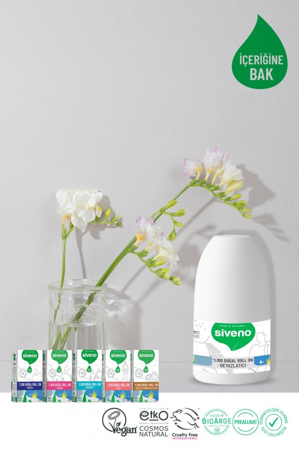 Siveno %100 Doğal Roll-On Beyazlatıcı Etkili Deodorant Ter Kokusu Önleyici Bitkisel Lekesiz Vegan 50 ml - 6