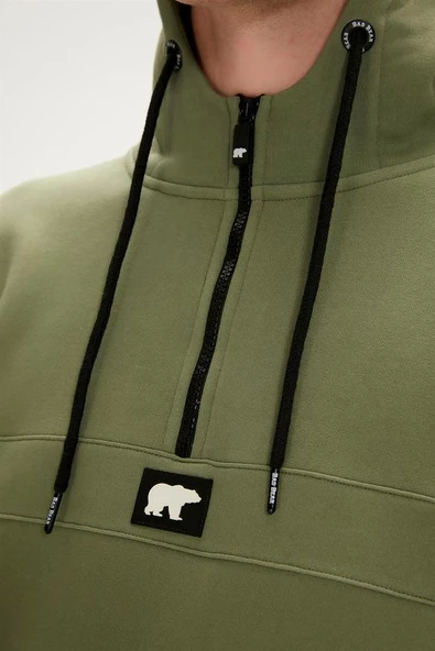 Bad Bear DEFENCE HALF-ZIP HOODIE THYME Erkek Sweatshirt Haki S-XXL - 2
