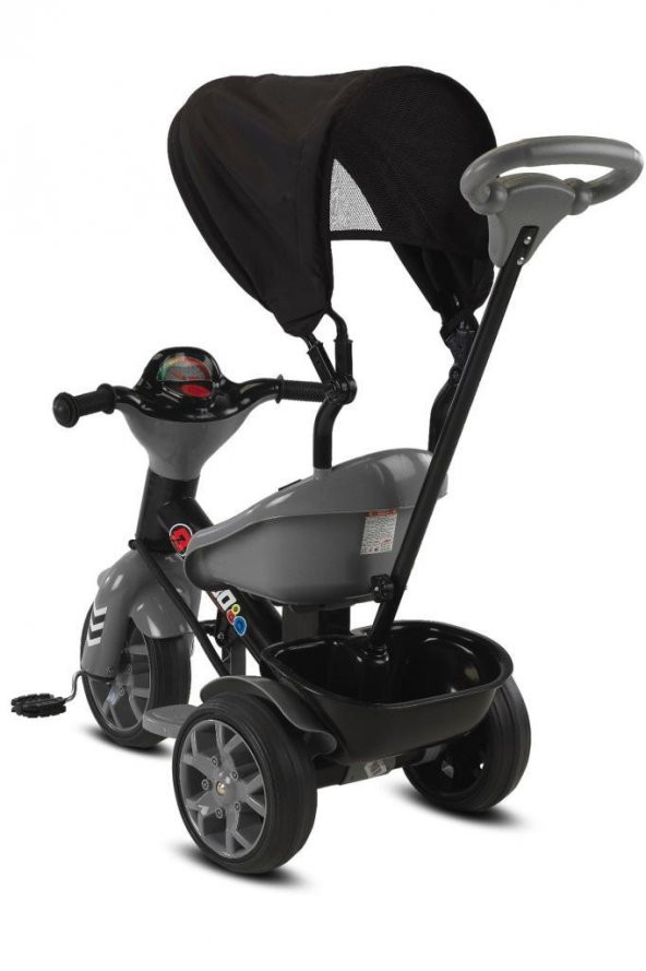 Babyhope 121 Bobo Üç Tekerlekli Ebeveyn Kontrollü Bisiklet Çocuk Bisikleti Gri 03012160,Gri Çocuk Bisikleti - 2