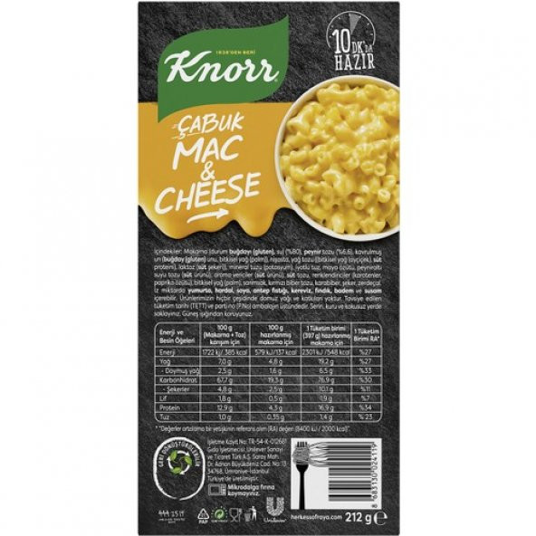 Knorr Çabuk Mac And Cheese Peynirli Makarna 212 gr - 8