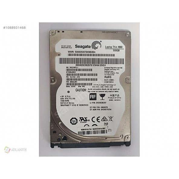 Seagate Laptop Thin ST500LM021 2.5" 500 GB SATA 3 NOTEBOOK HDD