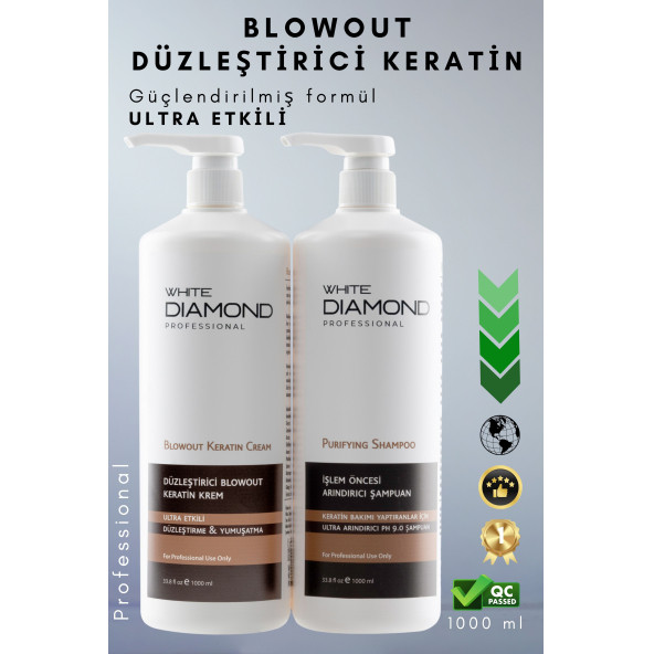 Blowout Düzleştirici Keratin Brezilya Fönü 1000ml Purifying Şampuan 1000ml