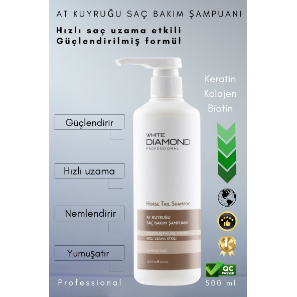 Keratin Kolajen Biotin Iiçeren Hızlı Saç Uzama Etkili At Kuyruğu Saç Bakım Şampuanı 500 ml