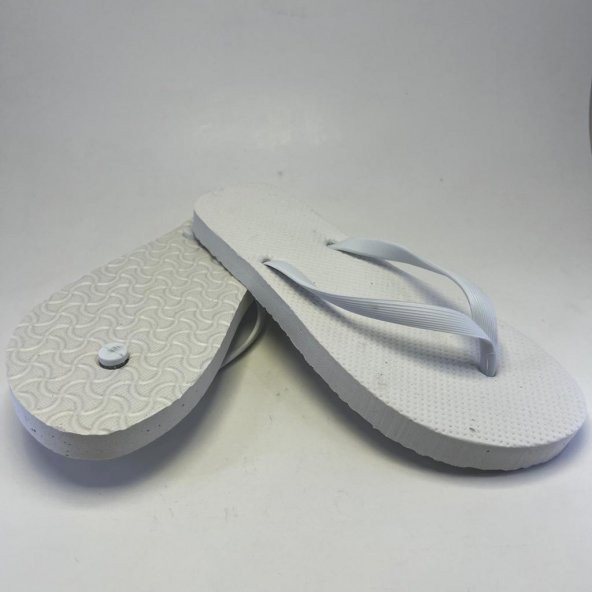 10 Adet Parmak Arası Beyaz Erkek Terlik Eva Taban 14 mm  Flip Flop 44 Numara - 5