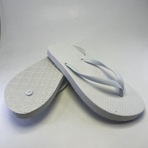 10 Adet Parmak Arası Beyaz Erkek Terlik Eva Taban 14 mm  Flip Flop 44 Numara - 7