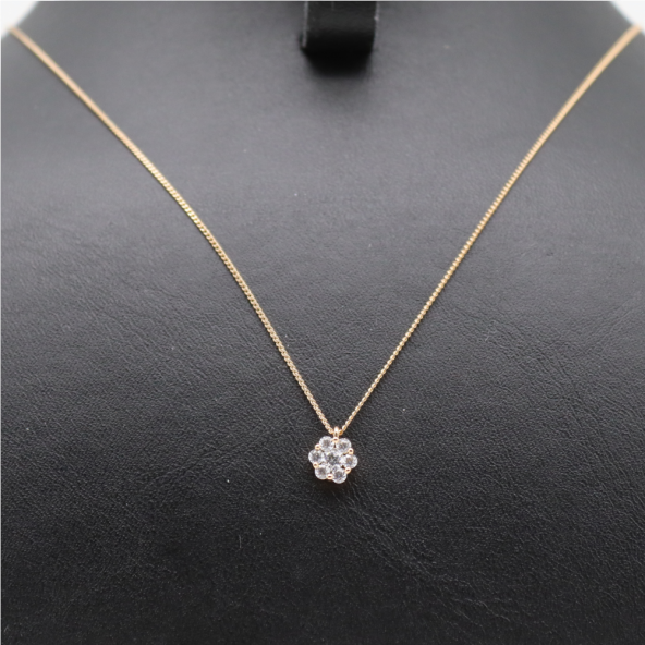 Çiçek Minimal Taşlı Kolye Gold - 2