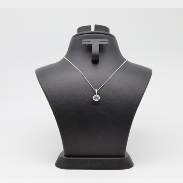 Yuvarlak Minimal Zirkon Taşlı Kolye Silver