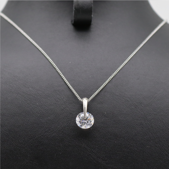 Yuvarlak Minimal Zirkon Taşlı Kolye Silver - 2