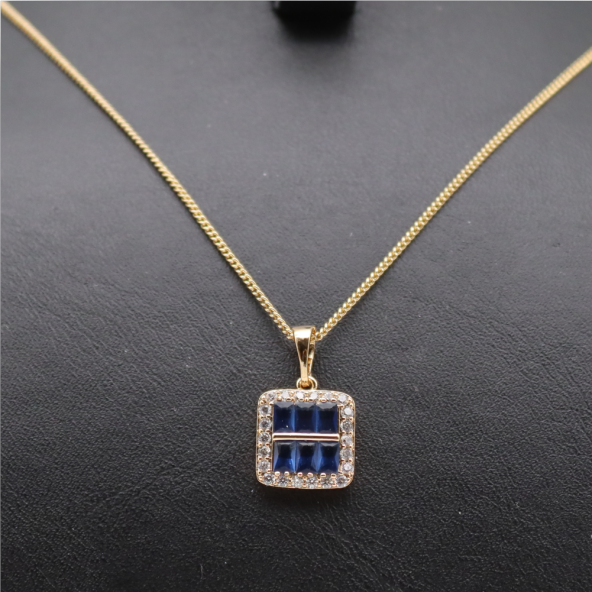 Alexandrite Baguette Kare Kolye Gold - 2