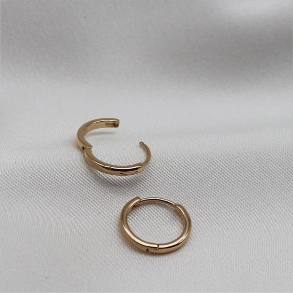 İnce Sade Tasarım Küpe Gold - 2