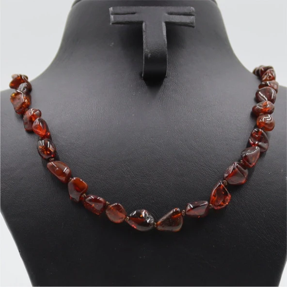 Koyu Kahve Damla Kehribar Kolye - 2