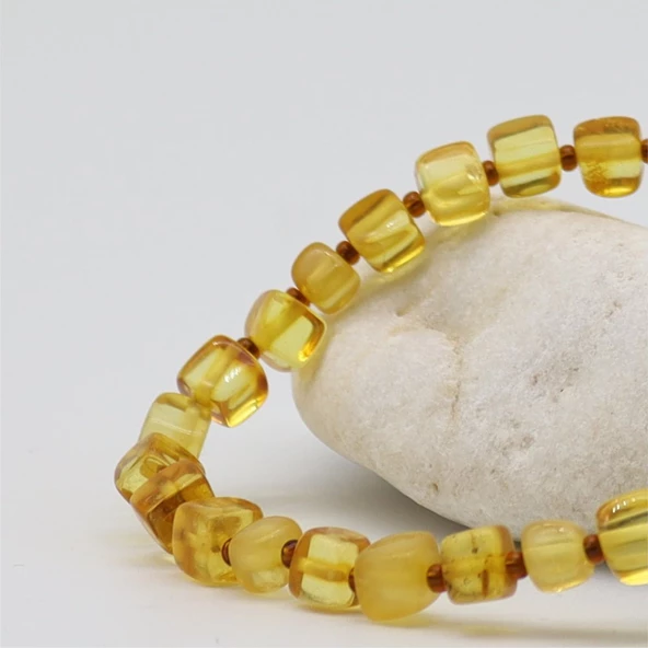 Kare Kesim Damla Kehribar Bileklik - 2