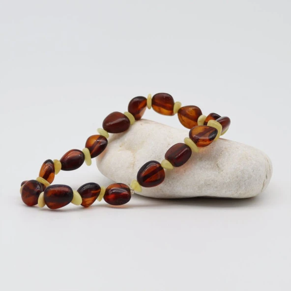 Damla Kehribar Süt Kehribar Aralıklı Bileklik