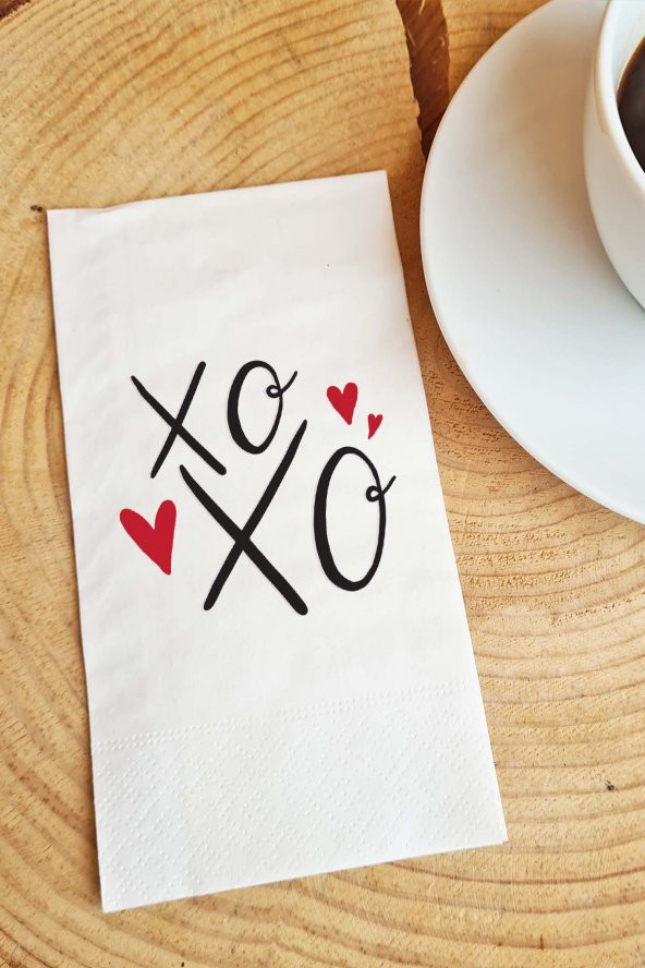 Sevgiliye Sunum Peçetesi XOXO Yazılı Sevgililer Günü Konuşan Kağıt Peçete