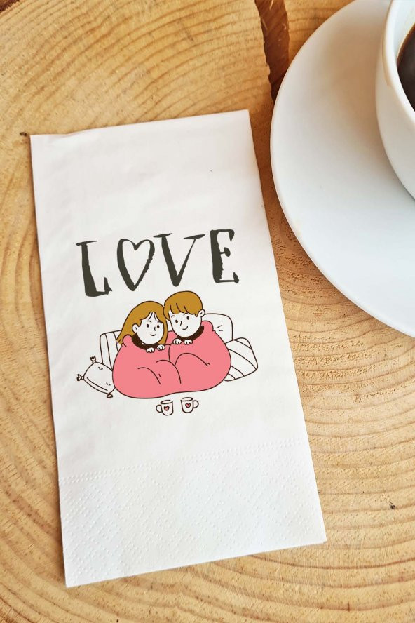 Sevgiliye Sunum Peçetesi Love Yazılı Sevgililer Günü Konuşan Kağıt Peçete