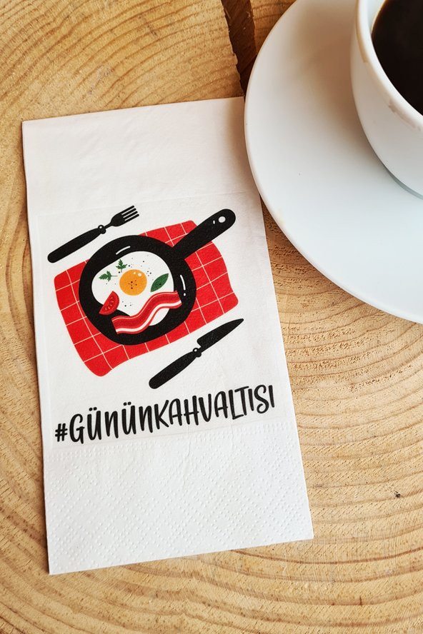 Sunum Peçetesi - Günün Kahvaltısı Yazılı Kahvaltı Sofrası Sunum Peçetesi - 1