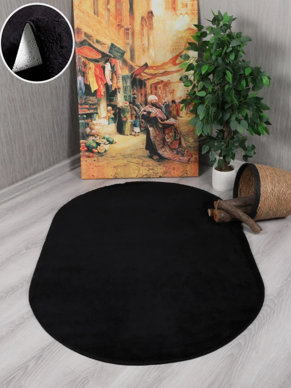 My Evilla Modern Dekoratif Kaymaz Taban Rabbit Oval Halı Yolluk - 2