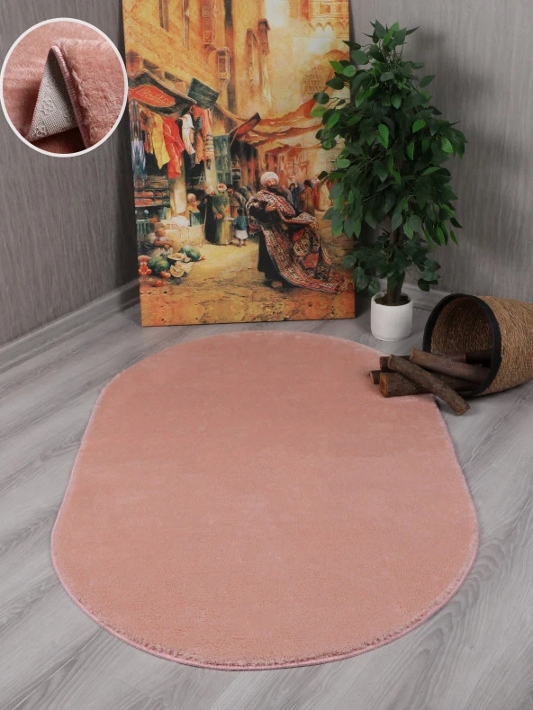 My Evilla Modern Dekoratif Kaymaz Taban Rabbit Oval Halı Yolluk - 4