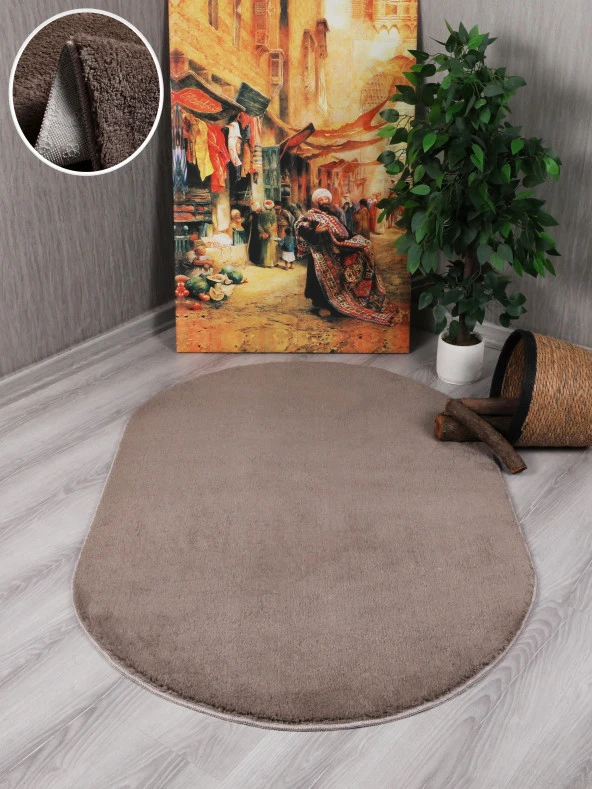 My Evilla Modern Dekoratif Kaymaz Taban Rabbit Oval Halı Yolluk - 8