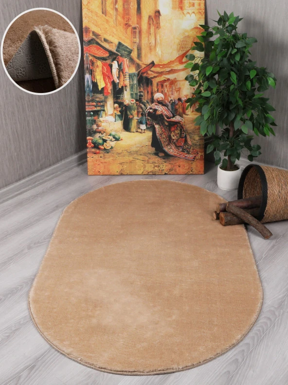 My Evilla Modern Dekoratif Kaymaz Taban Rabbit Oval Halı Yolluk - 9