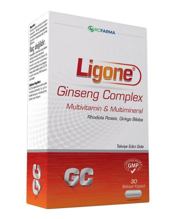Ligone Ginseng Complex Multivitamin, Zerdeçal İçeren Kapsül Takviye Edici Gıda 30 Kapsül