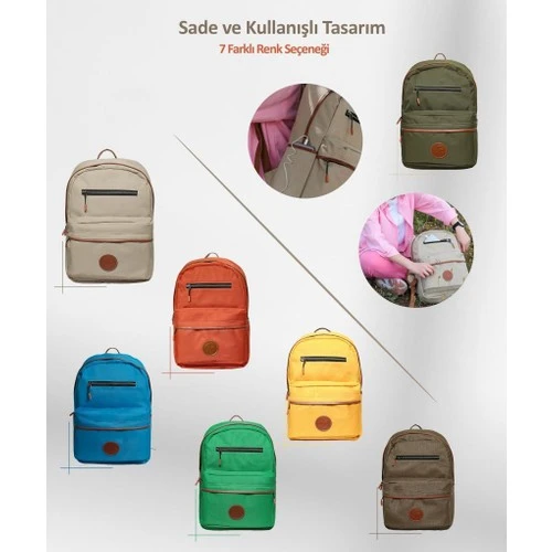 Njoy 16" Unisex Notebook & Günlük Sırt Çantası-haki (NJ01KH) - 7