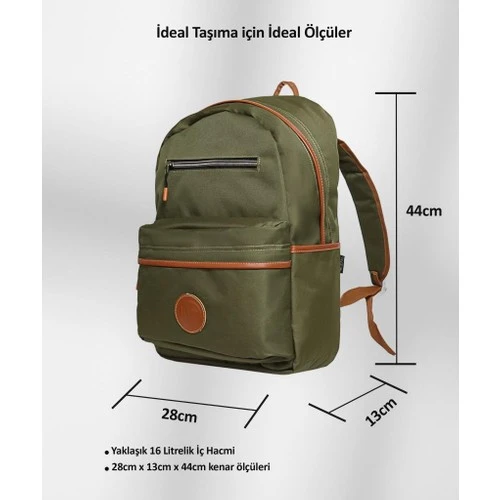 Njoy 16" Unisex Notebook & Günlük Sırt Çantası-haki (NJ01KH) - 8