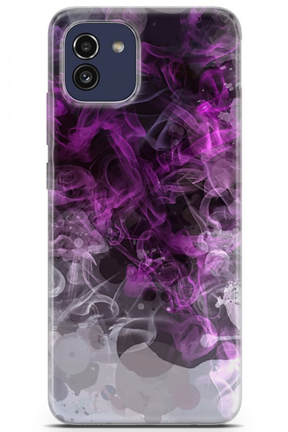 Samsung Galaxy A03 Uyumlu Kılıf Black Purple-25 Darbe Emici Duman Mor Gri