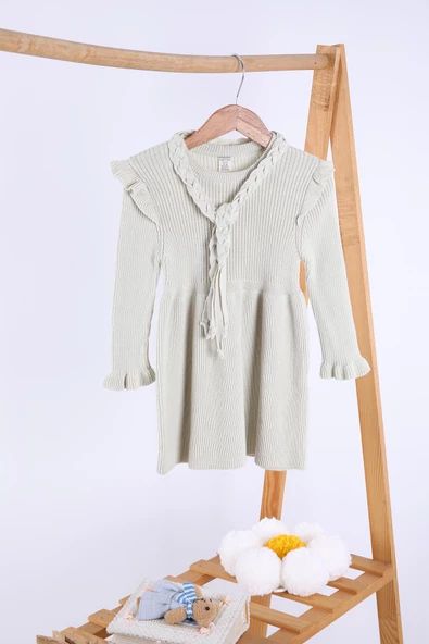 Babyhola %100 Organik Triko Kız Bebek Çocuk Kemerli Elbise 32125 - 10