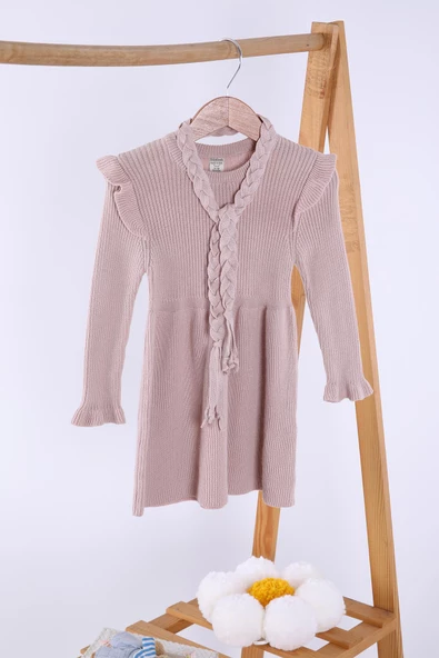 Babyhola %100 Organik Triko Kız Bebek Çocuk Kemerli Elbise 32125